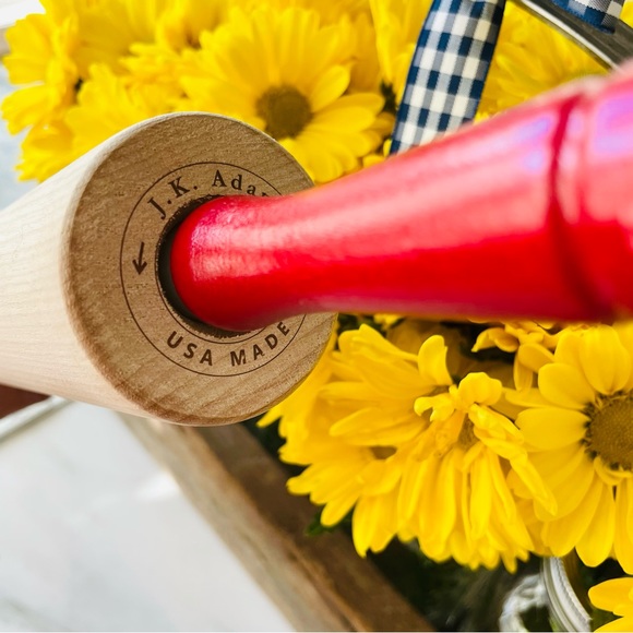 JK Adams•Vintage/Never Used•Maple Rolling Pin with Red Handles•19.5” Full Size🌼 - Picture 3 of 10